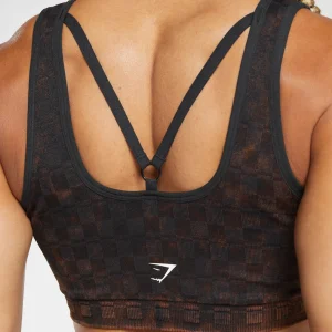 Sale Gymshark Check Seamless Washed Sports Bra Black