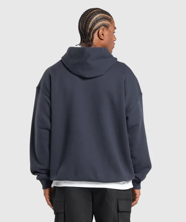 Hot Gymshark Collegiate Hoodie HeavyBlue