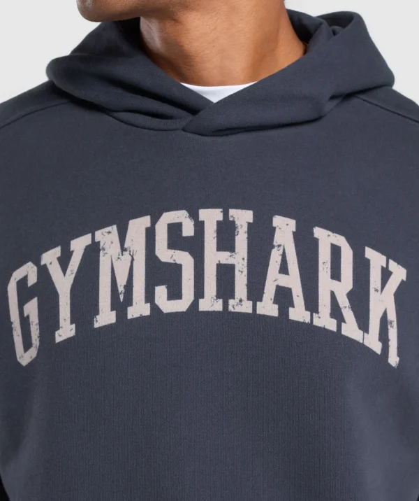 Hot Gymshark Collegiate Hoodie HeavyBlue
