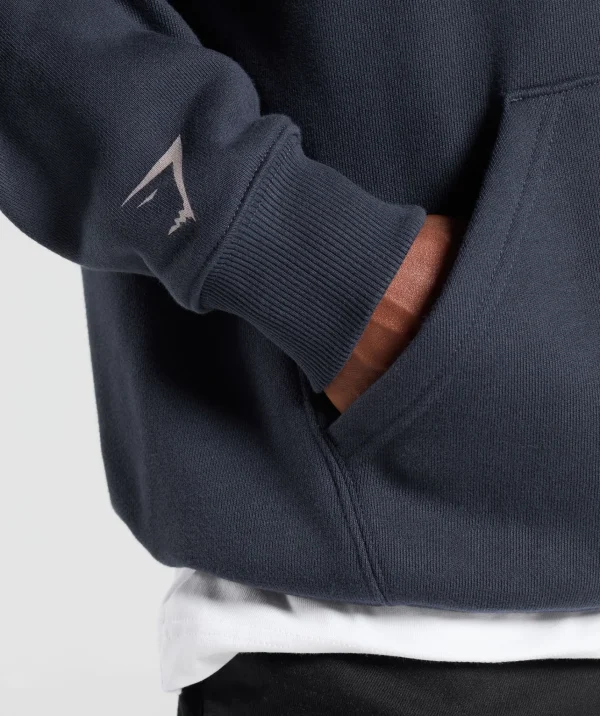 Hot Gymshark Collegiate Hoodie HeavyBlue
