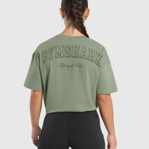 New Gymshark Collegiate Oversized T-Shirt UnitGreen