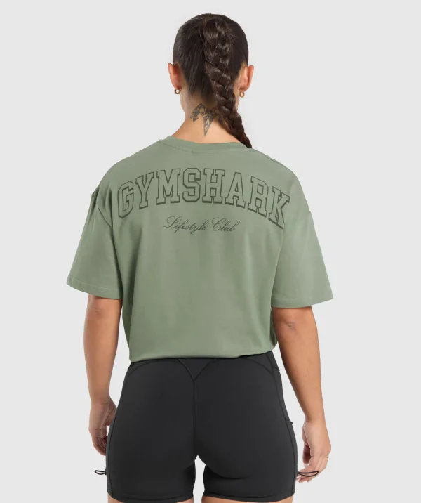 New Gymshark Collegiate Oversized T-Shirt UnitGreen