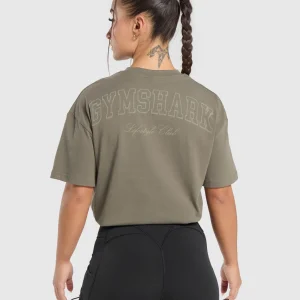 Best Gymshark Collegiate Oversized T-Shirt CamoBrown