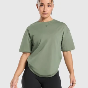 New Gymshark Collegiate Oversized T-Shirt UnitGreen