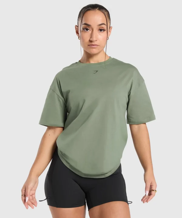 New Gymshark Collegiate Oversized T-Shirt UnitGreen