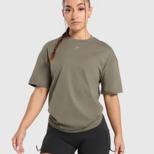 Best Gymshark Collegiate Oversized T-Shirt CamoBrown