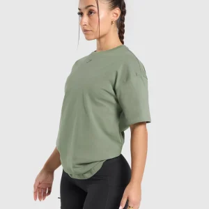 New Gymshark Collegiate Oversized T-Shirt UnitGreen