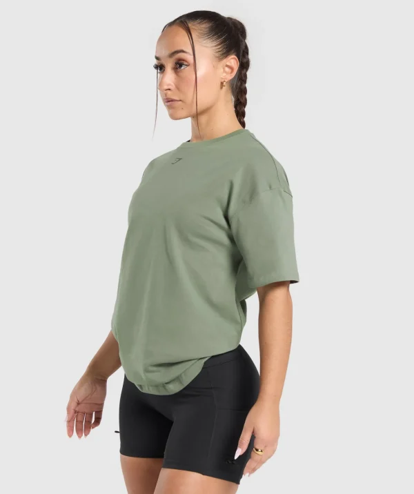 New Gymshark Collegiate Oversized T-Shirt UnitGreen