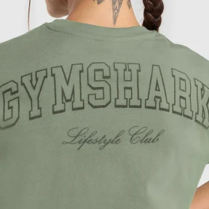 New Gymshark Collegiate Oversized T-Shirt UnitGreen