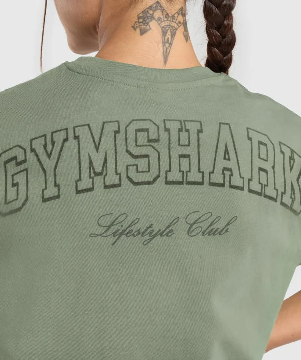 New Gymshark Collegiate Oversized T-Shirt UnitGreen