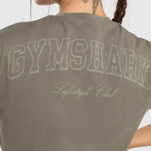 Best Gymshark Collegiate Oversized T-Shirt CamoBrown