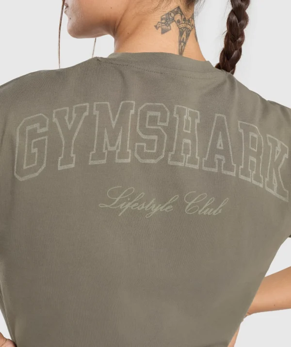 Best Gymshark Collegiate Oversized T-Shirt CamoBrown