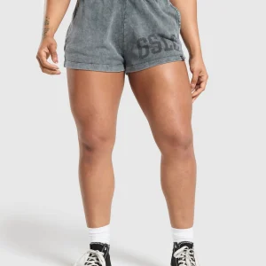 Fashion Gymshark Collegiate Shadow Washed Shorts AsphaltGrey