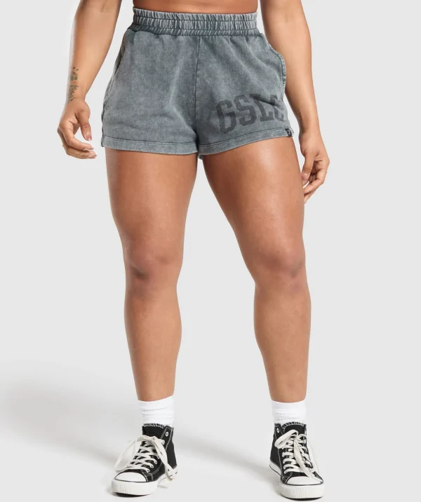 Fashion Gymshark Collegiate Shadow Washed Shorts AsphaltGrey