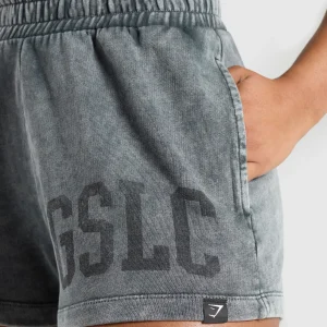 Fashion Gymshark Collegiate Shadow Washed Shorts AsphaltGrey