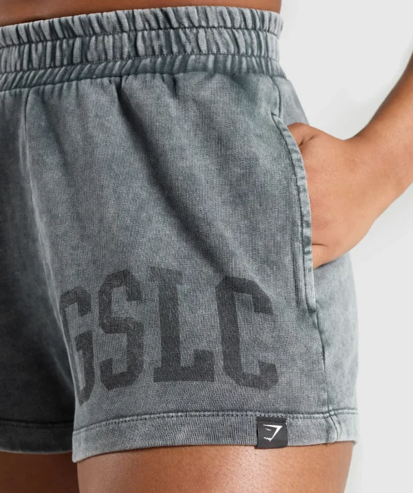 Fashion Gymshark Collegiate Shadow Washed Shorts AsphaltGrey