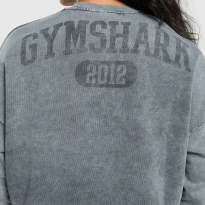 New Gymshark Collegiate Shadow Washed Midi Sweatshirt AsphaltGrey