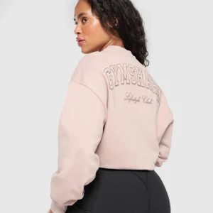 New Gymshark Collegiate Sweatshirt MutedPink