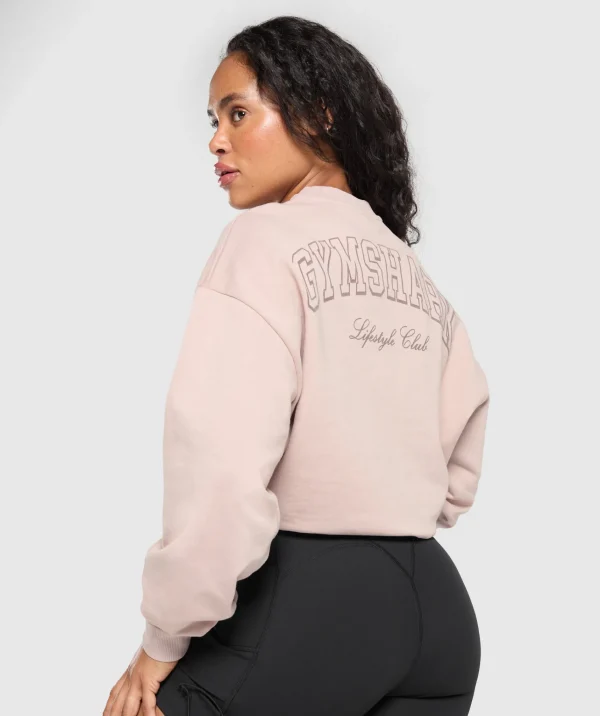 New Gymshark Collegiate Sweatshirt MutedPink