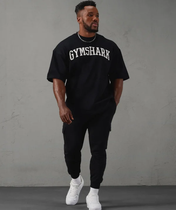 Online Gymshark Collegiate T-Shirt Black