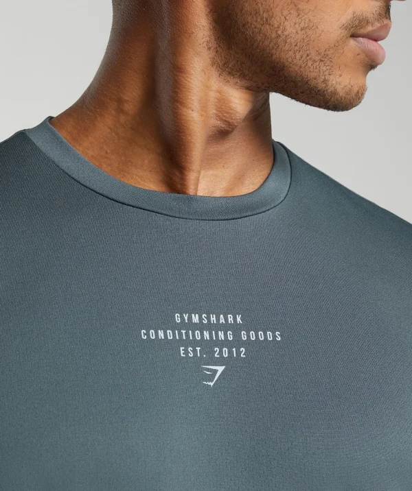 Hot Gymshark Conditioning Goods T-Shirt TitaniumBlue