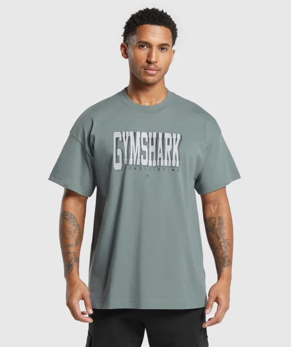 Hot Gymshark Conditioning Graphic T-Shirt CargoTeal