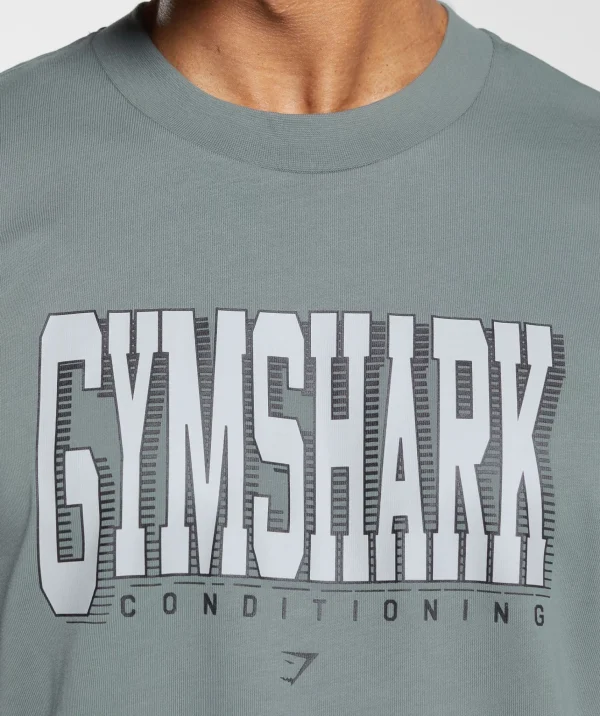 Hot Gymshark Conditioning Graphic T-Shirt CargoTeal