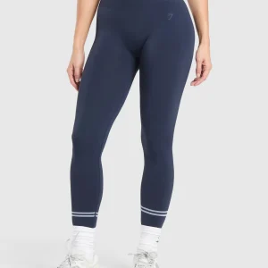 Outlet Gymshark Contrast Seamless Leggings HeavyBlue