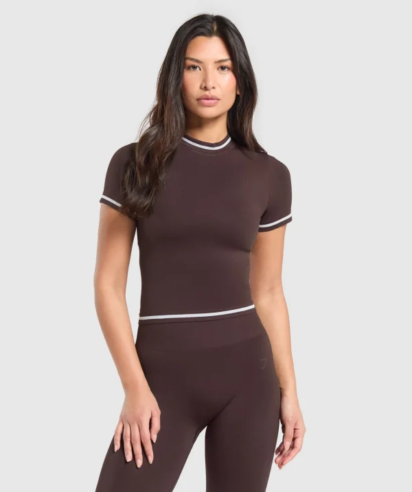 Discount Gymshark Contrast Seamless Midi Tee HeritageBrown