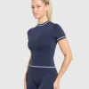 Outlet Gymshark Contrast Seamless Midi Tee HeavyBlue