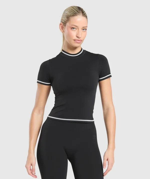 Fashion Gymshark Contrast Seamless Midi Tee Black