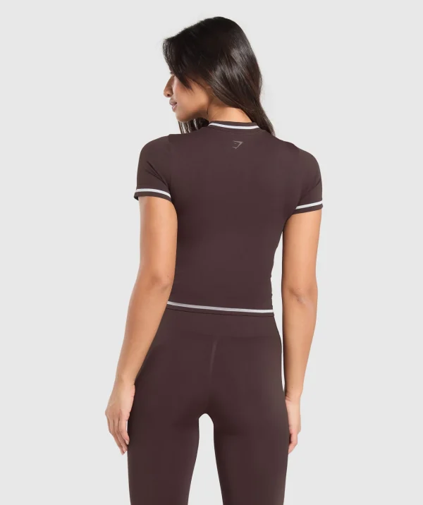 Discount Gymshark Contrast Seamless Midi Tee HeritageBrown