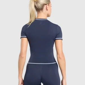 Outlet Gymshark Contrast Seamless Midi Tee HeavyBlue