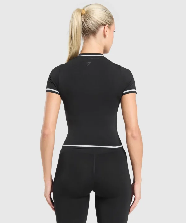 Fashion Gymshark Contrast Seamless Midi Tee Black