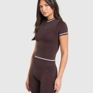 Discount Gymshark Contrast Seamless Midi Tee HeritageBrown