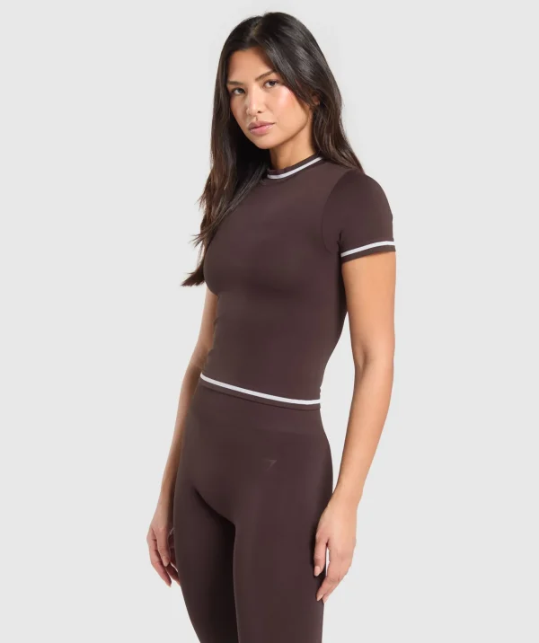 Discount Gymshark Contrast Seamless Midi Tee HeritageBrown