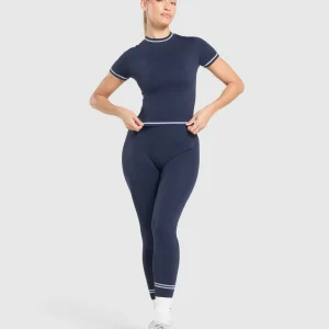 Outlet Gymshark Contrast Seamless Midi Tee HeavyBlue