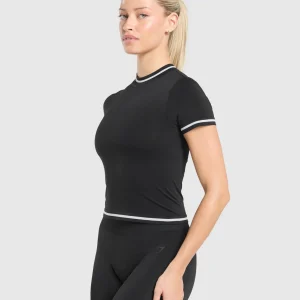 Fashion Gymshark Contrast Seamless Midi Tee Black