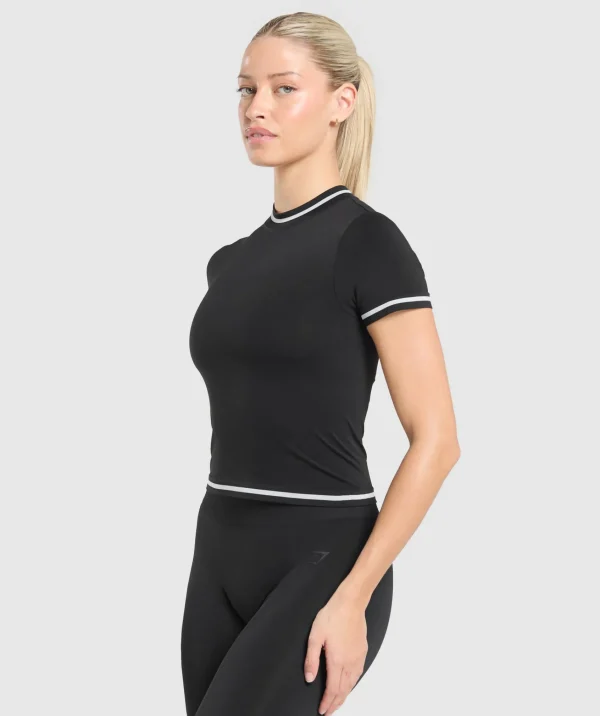 Fashion Gymshark Contrast Seamless Midi Tee Black