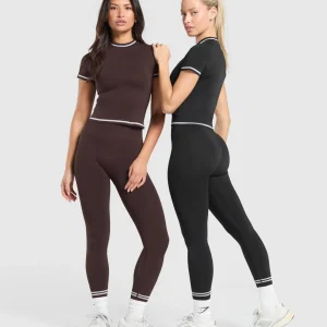Fashion Gymshark Contrast Seamless Midi Tee Black