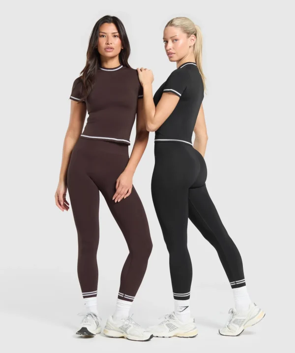 Fashion Gymshark Contrast Seamless Midi Tee Black
