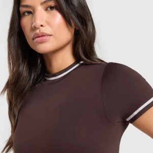 Discount Gymshark Contrast Seamless Midi Tee HeritageBrown