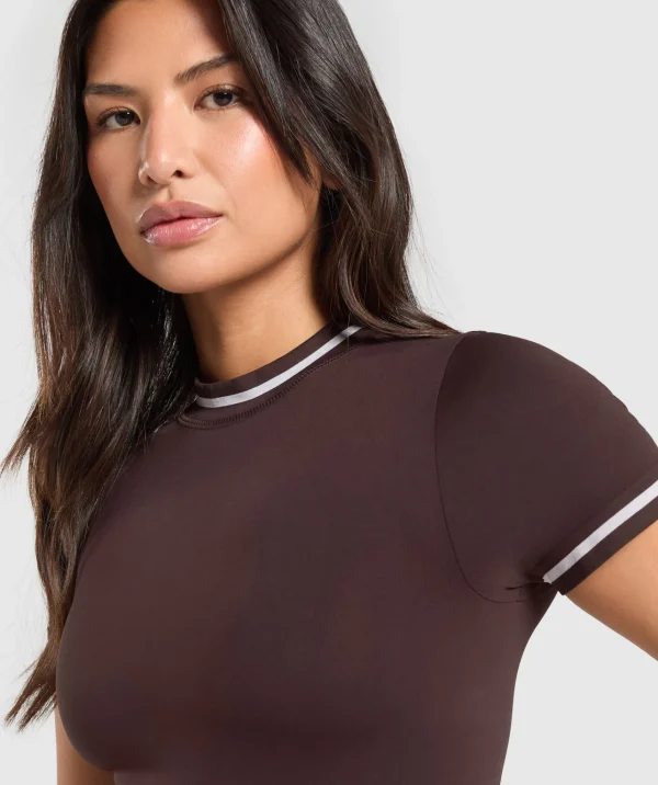 Discount Gymshark Contrast Seamless Midi Tee HeritageBrown