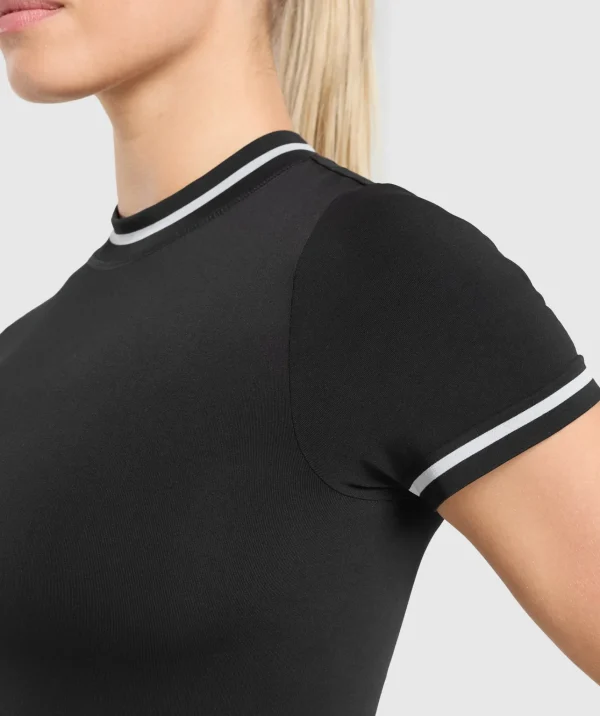 Fashion Gymshark Contrast Seamless Midi Tee Black