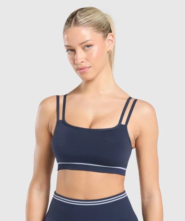 Online Gymshark Contrast Seamless Sports Bra HeavyBlue