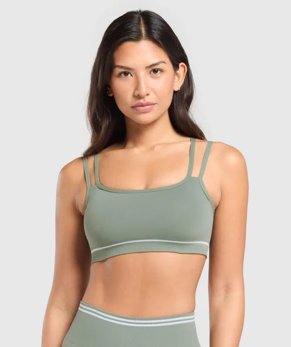 Best Gymshark Contrast Seamless Sports Bra UnitGreen