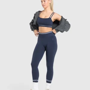 Online Gymshark Contrast Seamless Sports Bra HeavyBlue