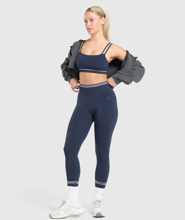 Online Gymshark Contrast Seamless Sports Bra HeavyBlue