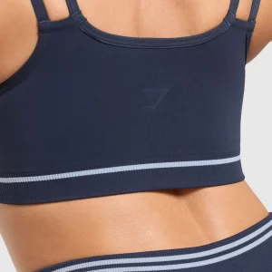 Online Gymshark Contrast Seamless Sports Bra HeavyBlue