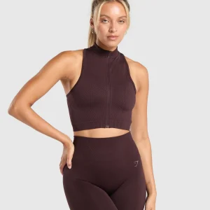 Discount Gymshark Corset Seamless Crop Tank HeritageBrown